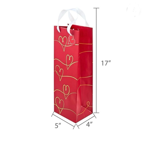 Red and Gold Heart Wine Gift Bags - Set of 10 - NWT - Picture 4 of 4
